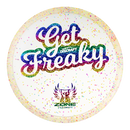 Discraft Z FLX Confetti Zone midrange disc, Brodie Smith Get Freaky stamp, peach disc