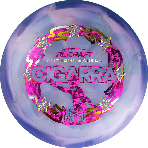 Discraft Z Swirl Anthony Barela Cigarra fairway driver disc, Anthony Barela 2025 USDGC Champion stamp, purple and light purple disc