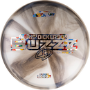 Discraft Z Swirl Buzzz midrange disc, Chris Dickerson 2025 Tour Series stamp, black and white disc