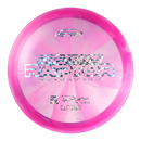 Discraft Z Swirl Captain's Raptor driver disc, Paul Ulibarri 2025 Signature Series stamp, pink and light pink disc
