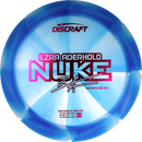 Discraft Z Swirl Nuke driver disc, Ezra Aderhold 2025 Tour Series stamp, blue and light blue disc