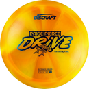 Discraft Z Swirl Paige Pierce Drive driver disc, Paige Pierce 2025 Tour Series stamp, orange and dark yellow disc