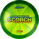 Discraft Z Swirl Scorch driver disc, Valerie Mandujano 2025 Tour Series stamp, green and light green disc