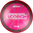 Discraft Z Swirl Scorch driver disc, Valerie Mandujano 2025 Tour Series stamp, hot pink and red disc