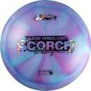 Discraft Z Swirl Scorch driver disc, Valerie Mandujano 2025 Tour Series stamp, purple and blue disc