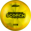 Discraft Z Swirl Scorch driver disc, Valerie Mandujano 2025 Tour Series stamp, yellow and dark yellow disc