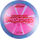 Discraft Z Swirl Thrasher driver disc, Missy Gannon 2025 Tour Series stamp, dark pink and blurple disc