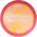 Discraft Z Swirl Thrasher driver disc, Missy Gannon 2025 Tour Series stamp, peach and dark yellow disc