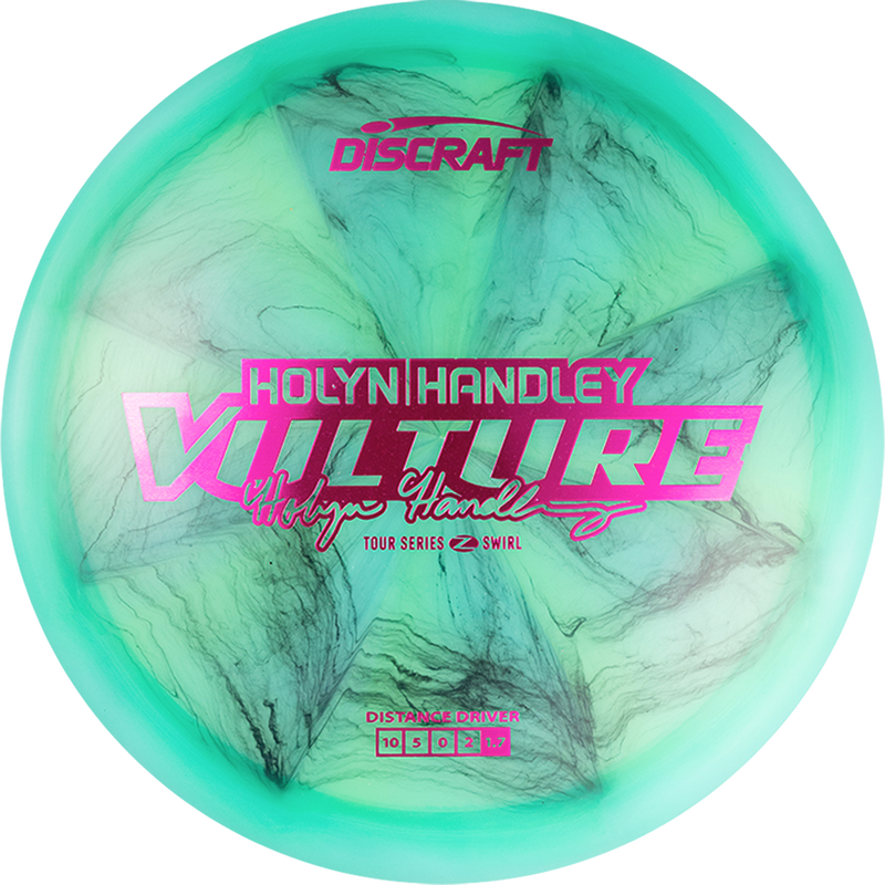 Discraft Z Swirl Vulture driver disc, Holyn Handley 2025 Tour Series stamp, turquoise and black disc