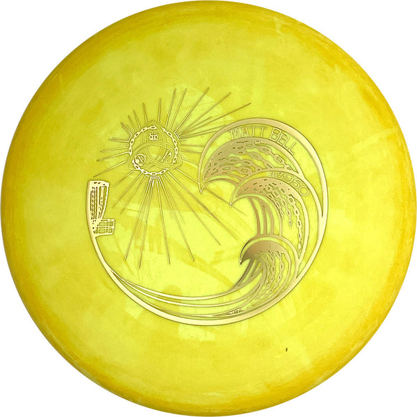 Dynamic Discs Classic Blend Warden putt & approach disc, Matt Bell Trilogy Tour Stamp Chain Waves stamp, yellow disc