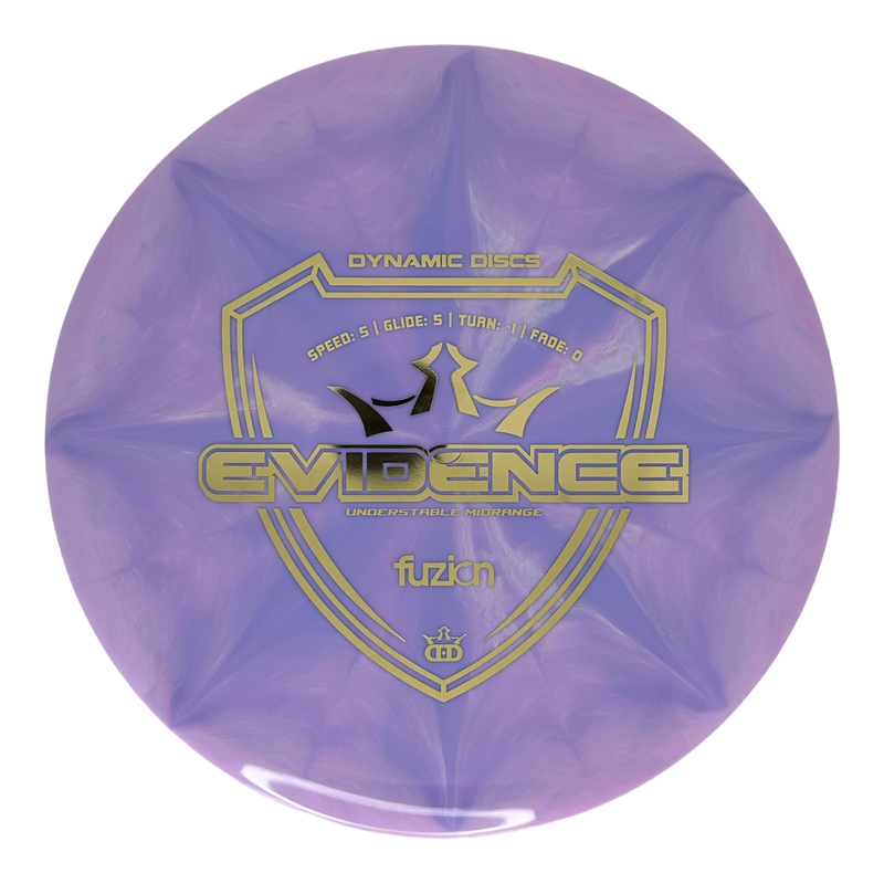 Dynamic Discs Fuzion Burst Evidence midrange disc, purple and blurple disc