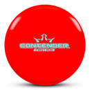 Dynamic Discs Fuzion Contender driver disc, First Run Contender stamp, red disc