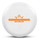 Dynamic Discs Fuzion Contender driver disc, First Run Contender stamp, white disc