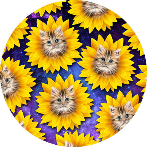 Dynamic Discs Fuzion Escape driver disc, DyeMax Space Kitty Sunflowers stamp, white disc