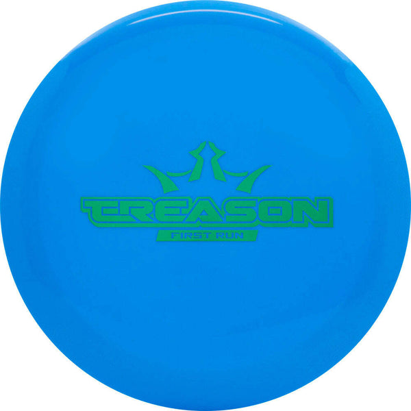 Dynamic Discs Fuzion Treason driver disc, First Run Treason stamp, blue disc