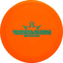 Dynamic Discs Fuzion Treason driver disc, First Run Treason stamp, orange disc
