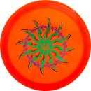 Dynamic Discs Lucid-Ice Glimmer Escape driver disc, Barbed Wire stamp, orange disc