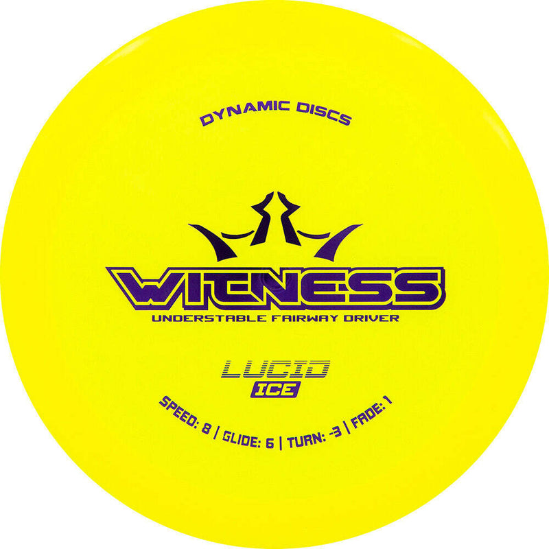 Dynamic Discs Lucid-Ice Witness fairway driver disc, yellow disc