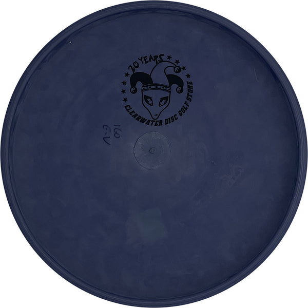 Gateway Evolution HPP Voodoo putt & approach disc, 20 Years Clearwater Disc Golf Store Mini Bottom Stamp stamp, dark blue disc