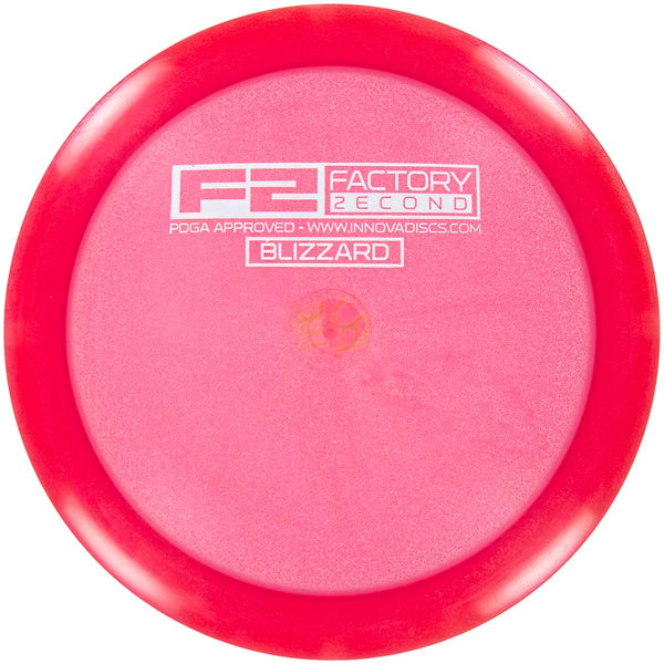 Innova Blizzard Champion Teedevil driver disc, F2 Factory Second Bar Stamp stamp, red disc