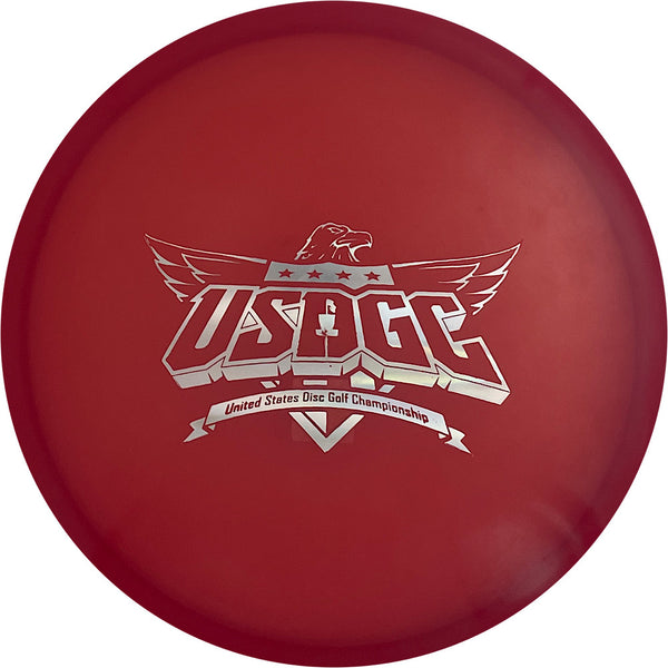 Innova Champion Roc+ midrange disc, 2020 USDGC Angled Crest stamp, red disc