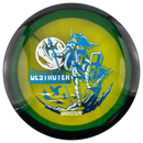 Innova Halo Champion Destroyer driver disc, Henna Bloomros 2026 Tour Series stamp, dark green disc with black rim