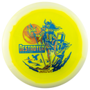 Innova Halo Champion Destroyer driver disc, Henna Bloomros 2026 Tour Series stamp, yellow disc with white rim