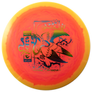Innova Halo Champion Shryke driver disc, Jessica Weese 2025 Tour Series stamp, orange disc with dark yellow rim
