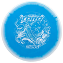 Innova Halo Star Calvin Heimburg Toro midrange disc, 2024 Christmas Toro Sleigh stamp, blue disc with white rim