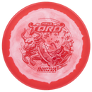 Innova Halo Star Calvin Heimburg Toro midrange disc, 2024 Christmas Toro Sleigh stamp, white and light red disc with red rim