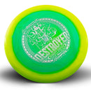 Innova Halo Star Destroyer driver disc, Garrett Gurthie 2026 Tour Series stamp, green disc with green yellow rim