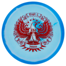 Innova Halo Star Eagle-L fairway driver disc, America250 Eagle-L stamp, light blue disc with dark blue rim