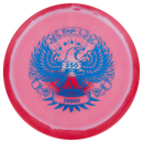 Innova Halo Star Eagle-L fairway driver disc, America250 Eagle-L stamp, light red disc with light red rim