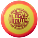 Innova Halo Star Firebird driver disc, Local Route "Circle the Bay" stamp, yellow disc with orange rim