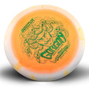 Innova Halo Star Gorgon driver disc, Dennis Augustsson 2026 Tour Series stamp, light orange disc with white rim