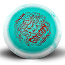 Innova Halo Star Gorgon driver disc, Dennis Augustsson 2026 Tour Series stamp, turquoise disc with blue rim