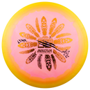 Innova Halo Star Lynx fairway driver disc, Overstamped IT stamp, pink disc with dark yellow rim