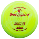 Innova JK Pro Aviar-X putt & approach disc, Ohn Scoggins 2025 World Champion Signature Series stamp, green yellow disc