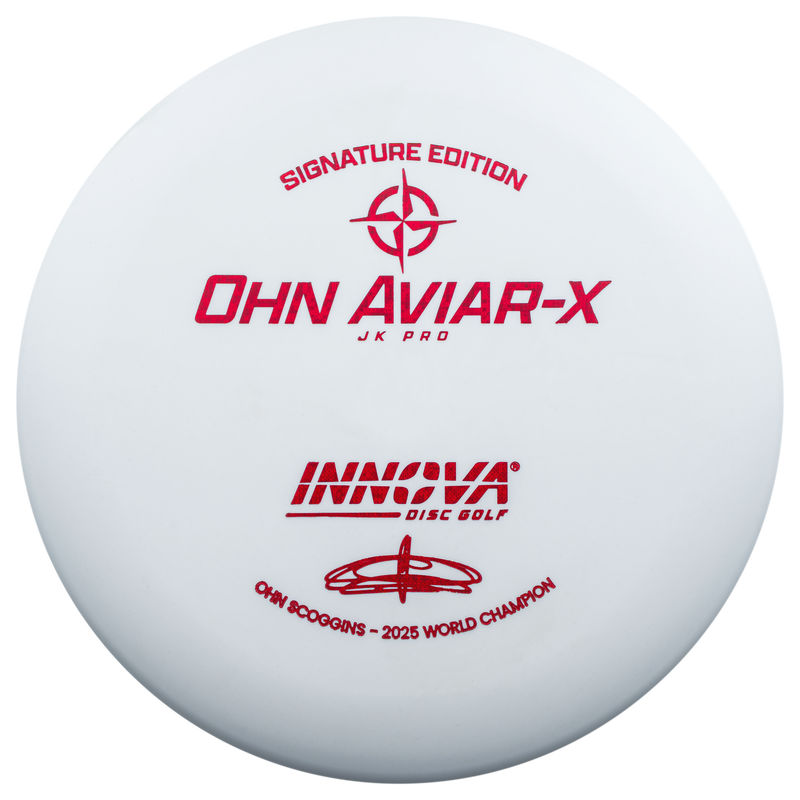 Innova JK Pro Aviar-X putt & approach disc, Ohn Scoggins 2025 World Champion Signature Series stamp, white disc