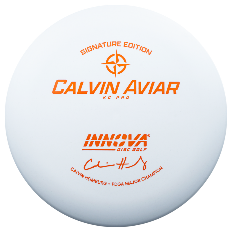 Innova KC Pro Aviar putt & approach disc, Calvin Heimburg PDGA Major Champion Signature Series stamp, orange disc
