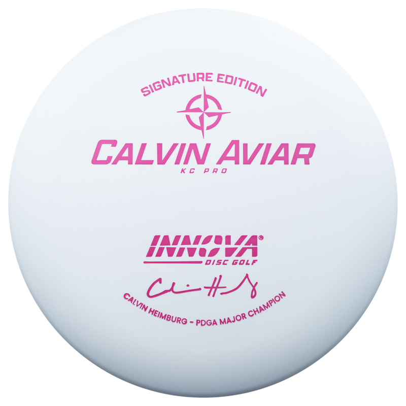 Innova KC Pro Aviar putt & approach disc, Calvin Heimburg PDGA Major Champion Signature Series stamp, pink disc
