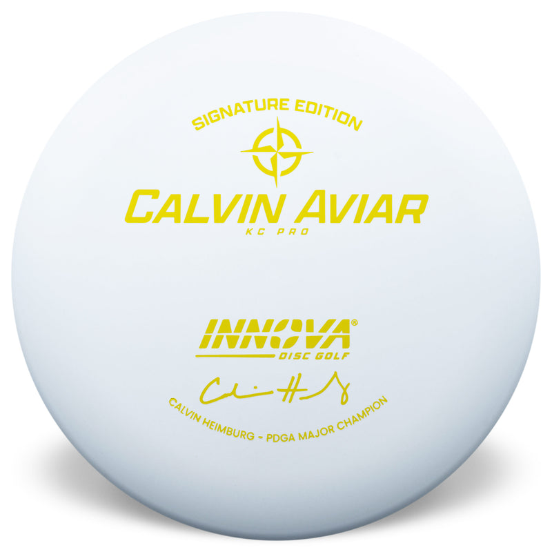 Innova KC Pro Aviar putt & approach disc, Calvin Heimburg PDGA Major Champion Signature Series stamp, yellow disc