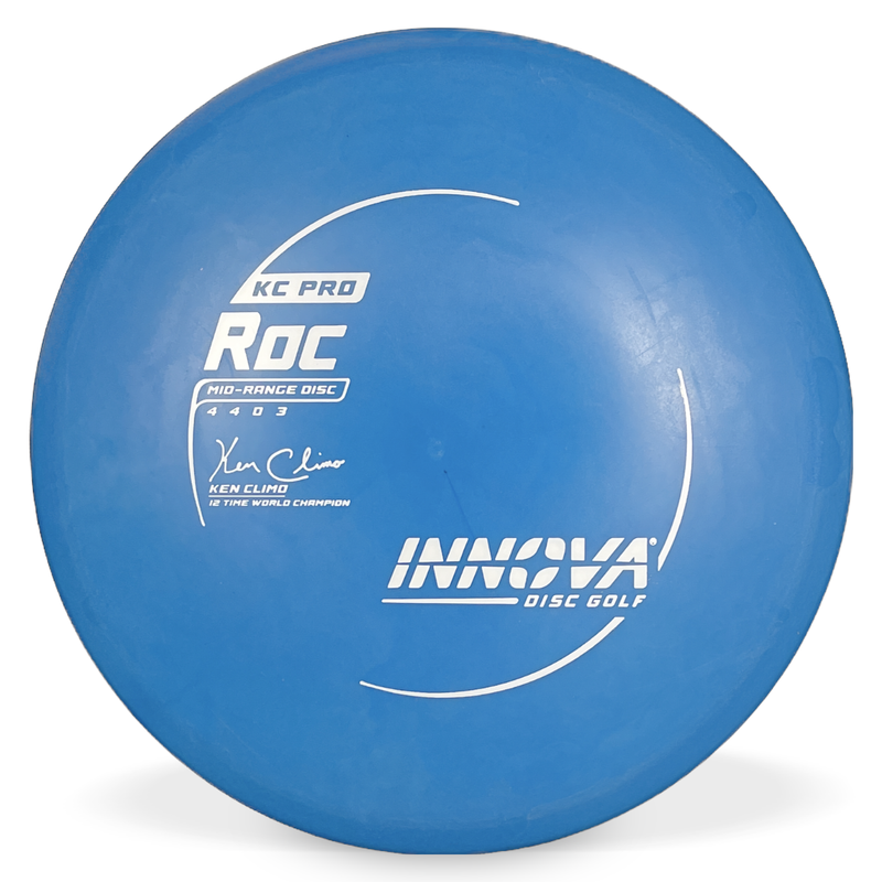 Innova KC Pro Roc midrange disc, Ken Climo 12x Signature Series stamp, blue disc