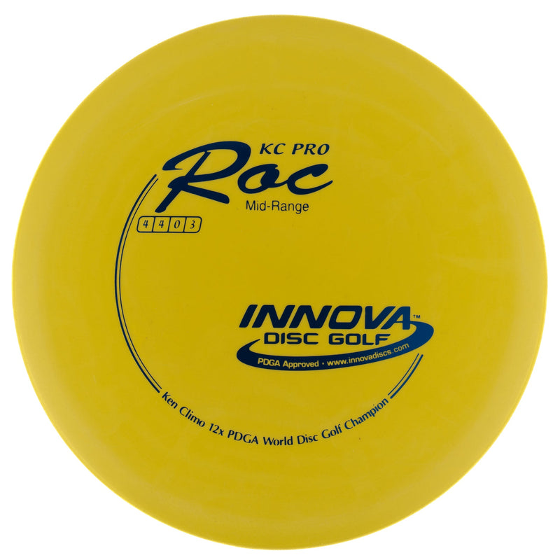 Innova KC Pro Roc midrange disc, Ken Climo 12x World Champion stamp, yellow disc