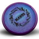 Innova Metal Flake Halo Champion Mako3 midrange disc, Kona Montgomery 2026 Tour Series stamp, blurple disc with purple rim