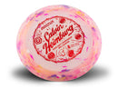 Innova Party Time Destroyer driver disc, Calvin Heimburg 2025 DGPT Champion stamp, pink and multi color disc