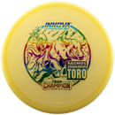 Innova Proto Glow Champion Calvin Heimburg Toro midrange disc, Rasmus Saukkoriipi 2025 Tour Series stamp, yellow disc