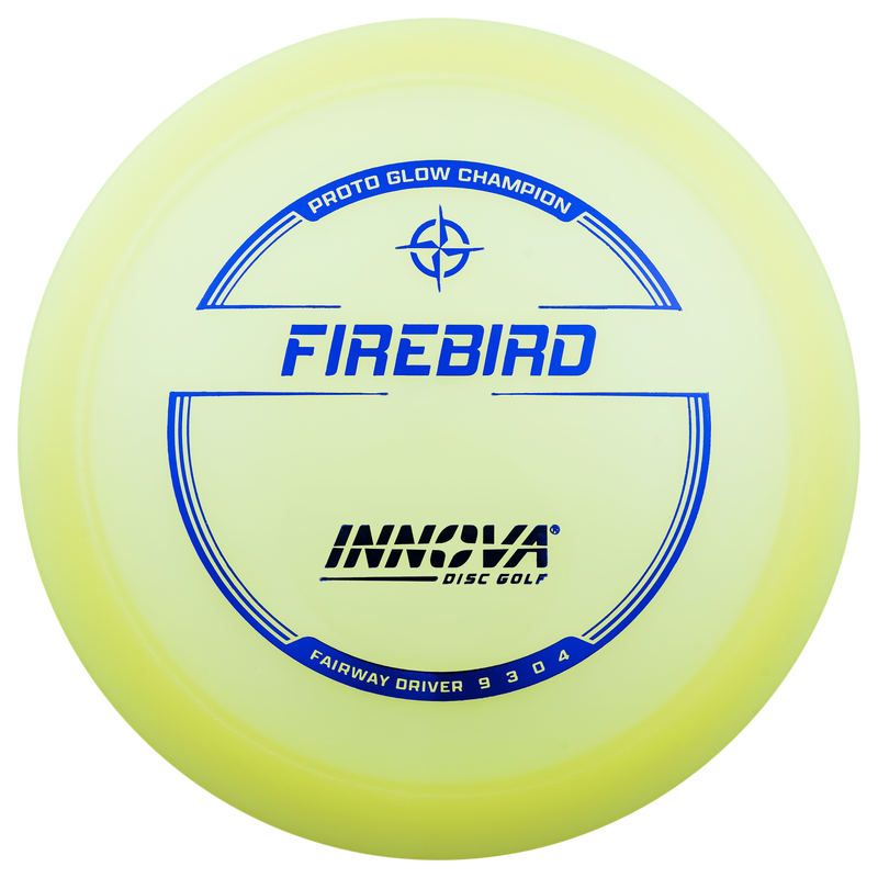 Innova Proto Glow Champion Firebird driver disc, glow and blue disc