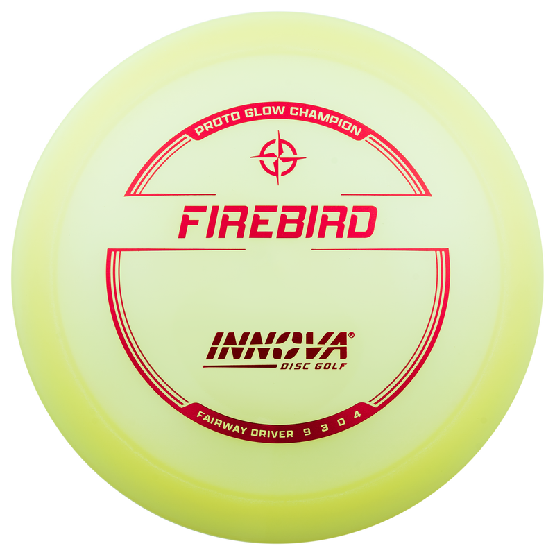 Innova Proto Glow Champion Firebird driver disc, glow and red disc