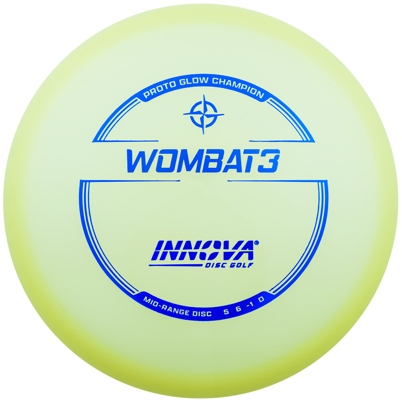 Innova Proto Glow Champion Wombat3 midrange disc, glow and blue disc